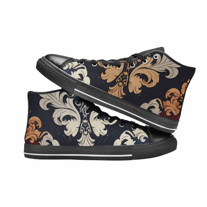 MEN'S Damask Ornamental Wallpaper High Top Canvas Grunge Custom Sneakers