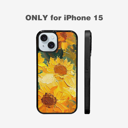 iPhone 15 Case — Impressionist Sunflower Brushstroke Pattern Hundreds Of, Custom Art Phone Cover