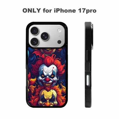 iPhone 17 Pro Case — Evil Clowns Heads Faces Overlapping Cartoon, Custom Art Phone Cover