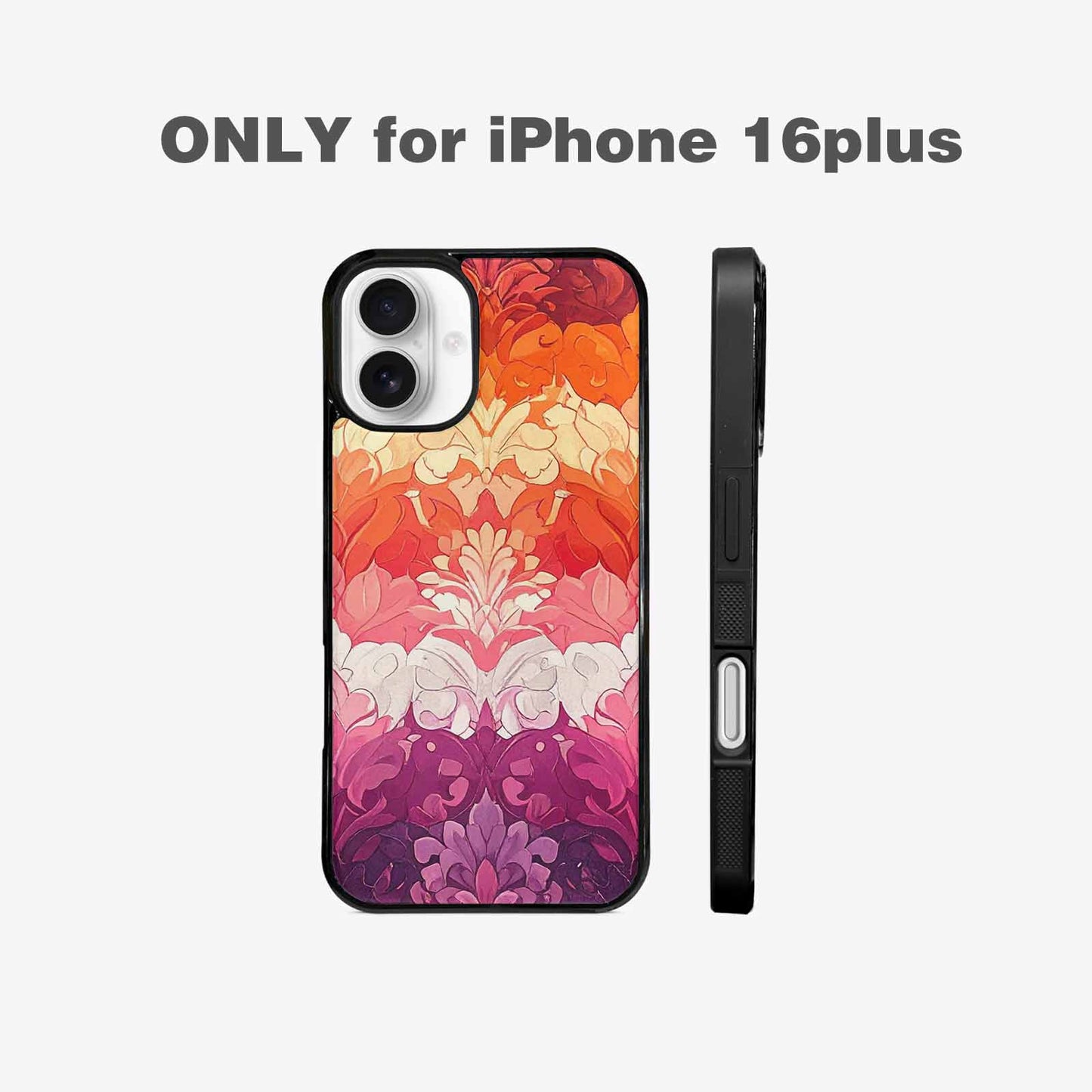 iPhone 16 Plus Case — Lesbian Flag Color Theme Small Rainbow, Personalized Phone Case