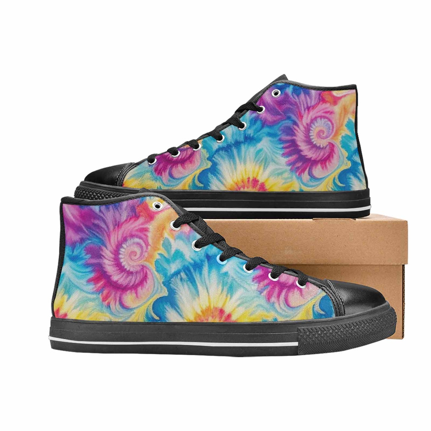 MEN'S Tie Dye Swirl High Top Canvas Neon Fantasy Shoes