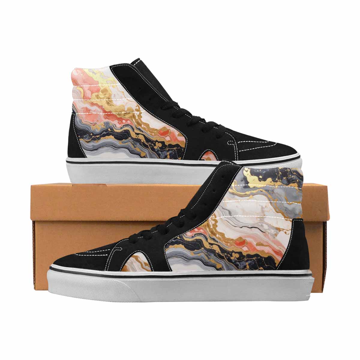 MEN'S Marble High Top Canvas Wearable Art Dark Academia Custom Canvas Shoes