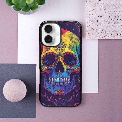 iPhone 16 Case — Pride Flag Skulls Seamless Pattern Vibrant, Original Design Phone Case