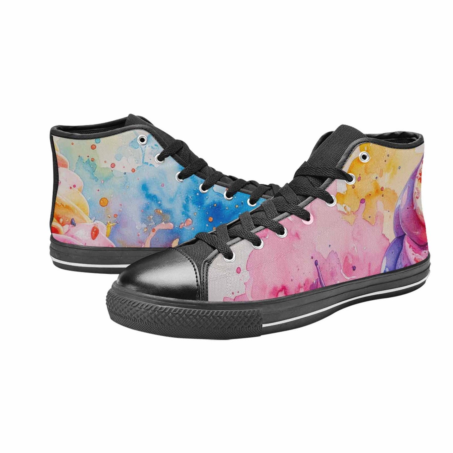 MEN'S Melting Icecream Collage High Top Canvas Vibrant Chaos Custom Sneakers