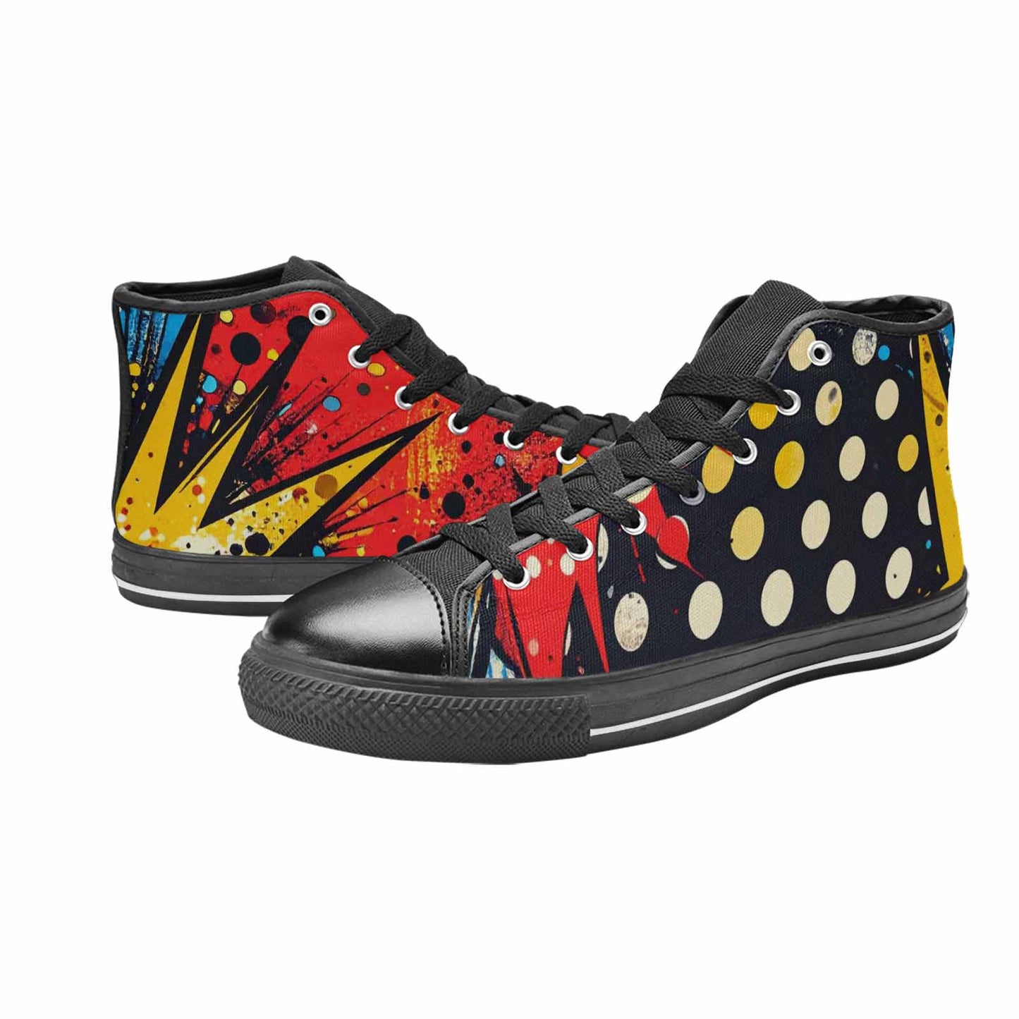 WOMEN'S Comic Book Halftone High Top Canvas Wallpaper Art Custom Shoes