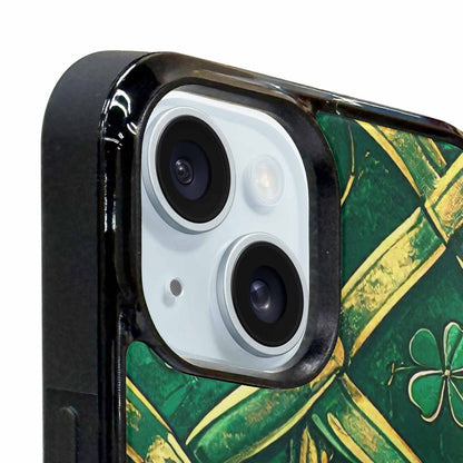 iPhone 15 Case — Irish Celtic Knot Pattern Shamrocks Seamless, Custom Phone Case