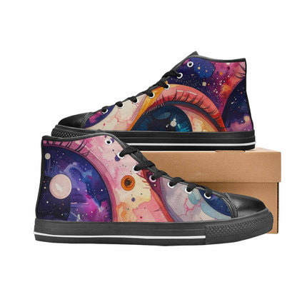 WOMEN'S Cartoon Eyeballs Galaxy High Top Canvas Vivid Custom Shoes