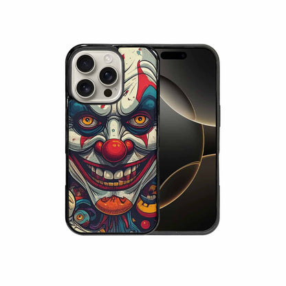 iPhone 16 Pro Case — Evil Circus Heads Faces Overlapping Patterns, Customized Protective Case