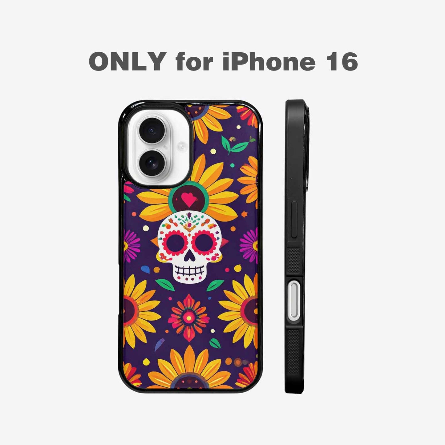 iPhone 16 Case — Sunflowers Hundreds Of Skulls Art Seamless, Unique Phone Case Design