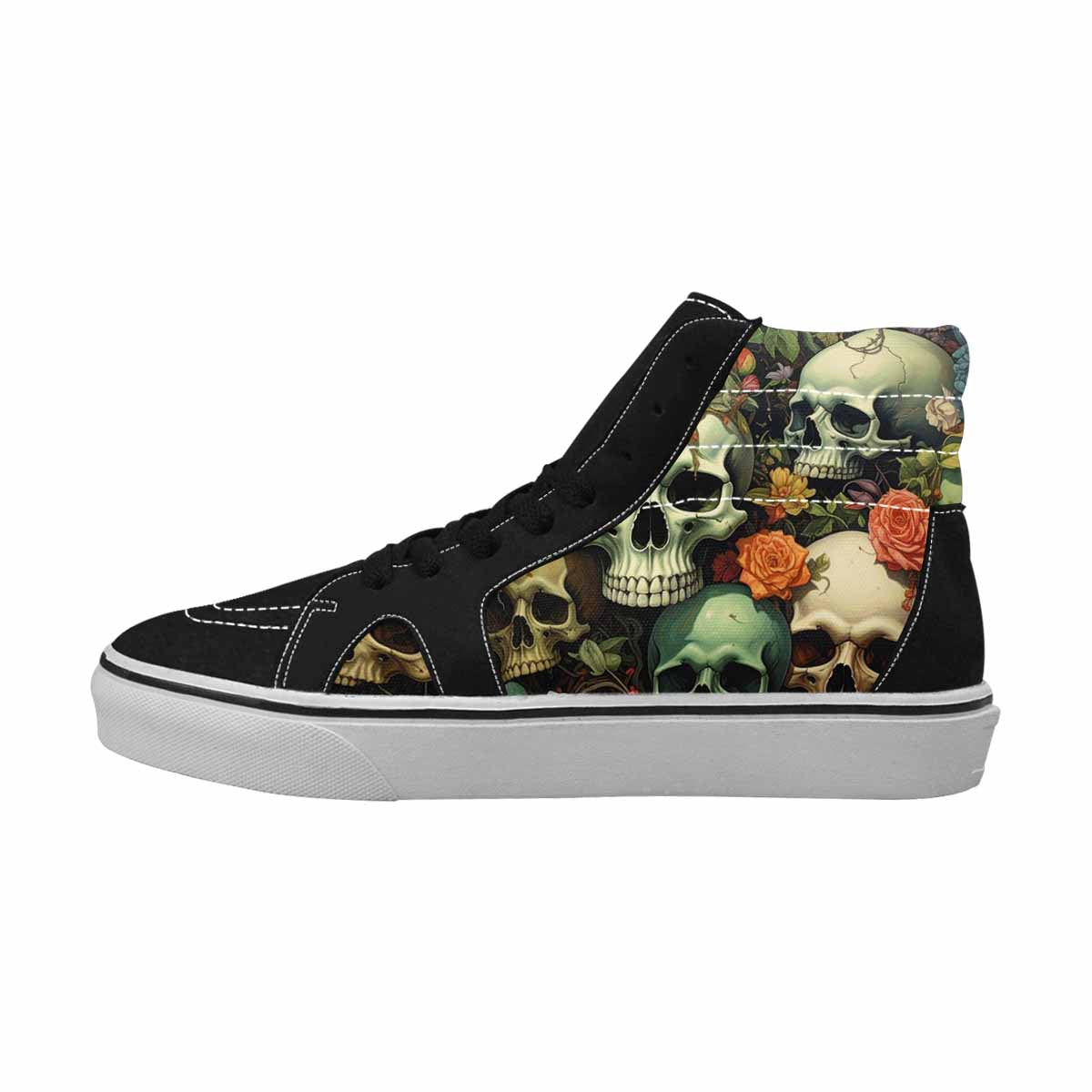 MEN'S Skulls  Botanical Skulls High Top Canvas Wallpaper Art Sneakers