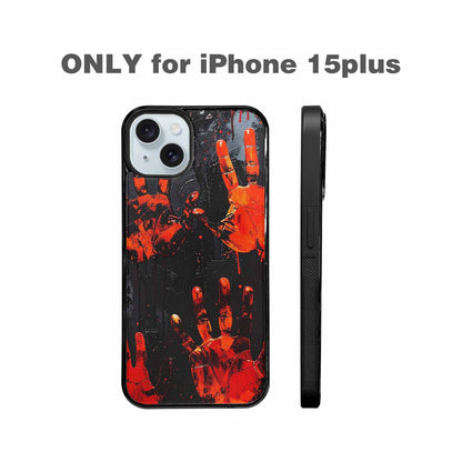 iPhone 15 Plus Case — Halloween Splatter Handprint, Custom Print Case Cover