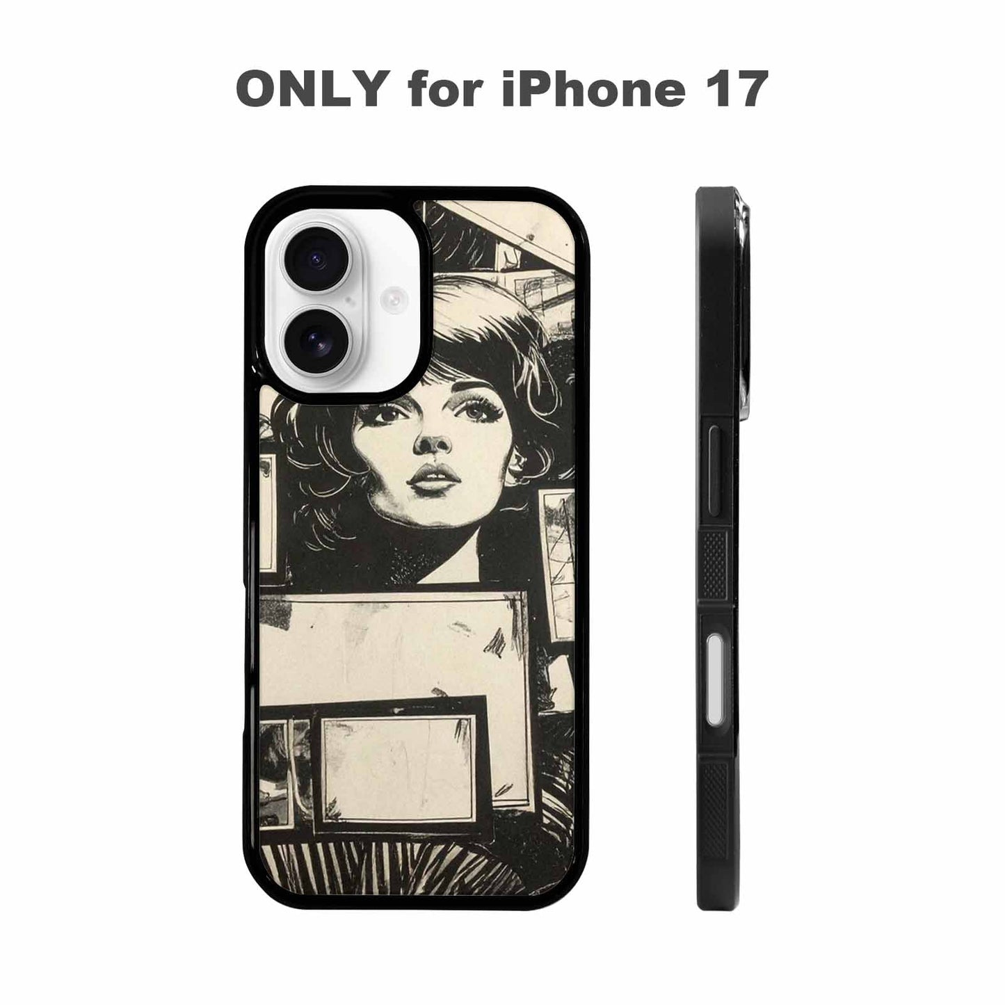 iPhone 17 Case — Black And White Solid Retro Vintage, Personalized Phone Case