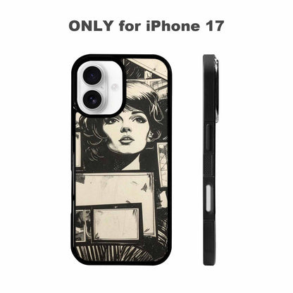 iPhone 17 Case — Black And White Solid Retro Vintage, Personalized Phone Case