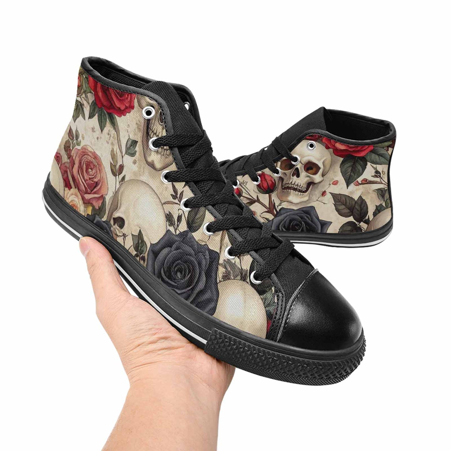MEN'S Skulls - Roses High Top Canvas Neon Fantasy Shoes