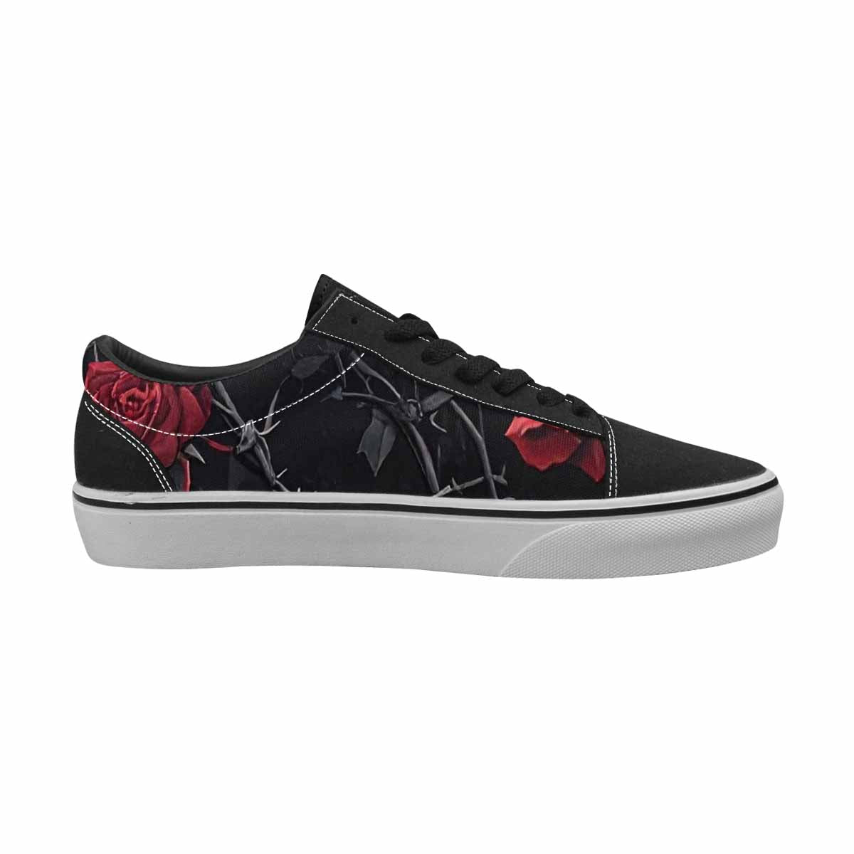 MEN'S Black Gothic Rose Canvas Lace-Up Aesthetic Sneakers