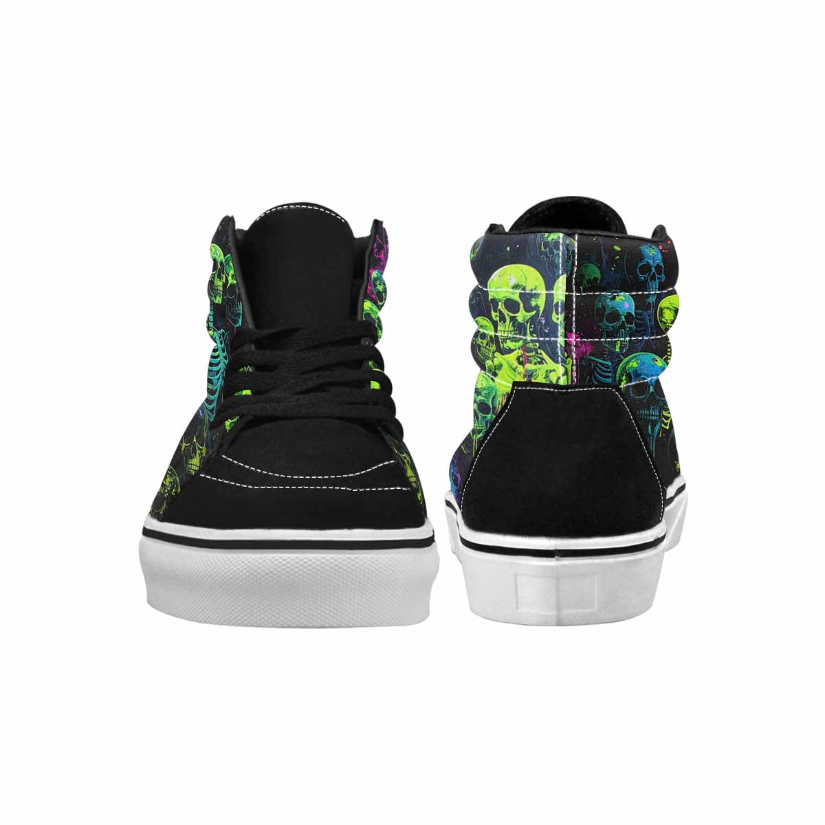 MEN'S Skeletons  Neon Green High Top Canvas Dark Academia Sneakers