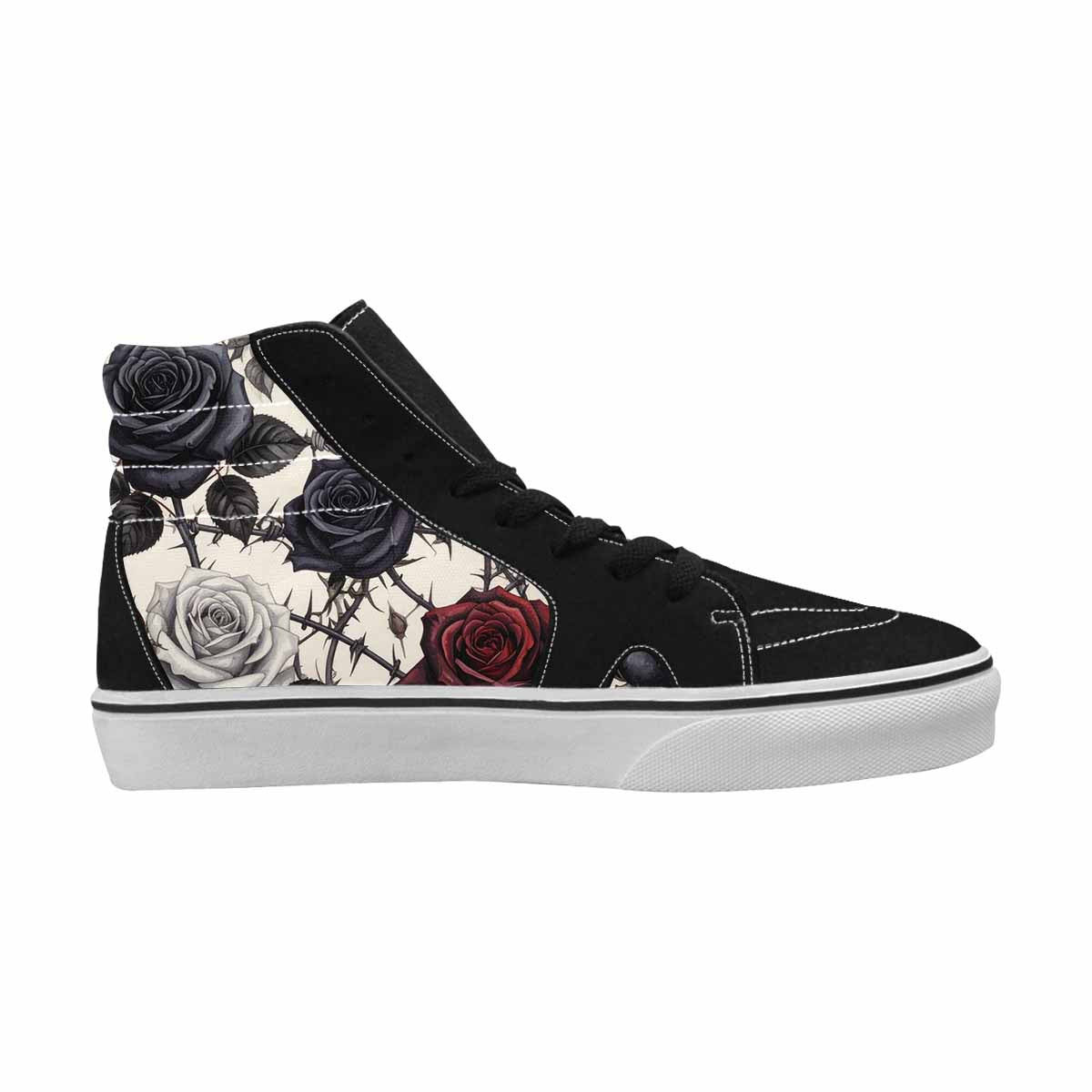 WOMEN'S Black Gothic Rose High Top Canvas Surreal Sneakers
