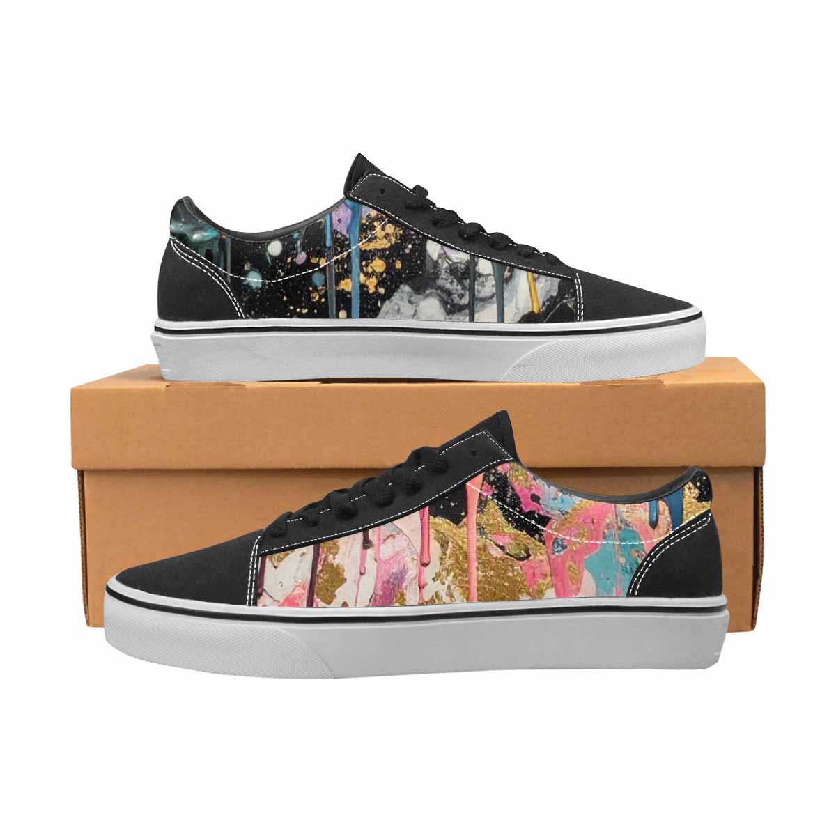WOMEN'S Aliens  Marble Melting Lace-Up Canvas Wallpaper Art Custom Sneakers