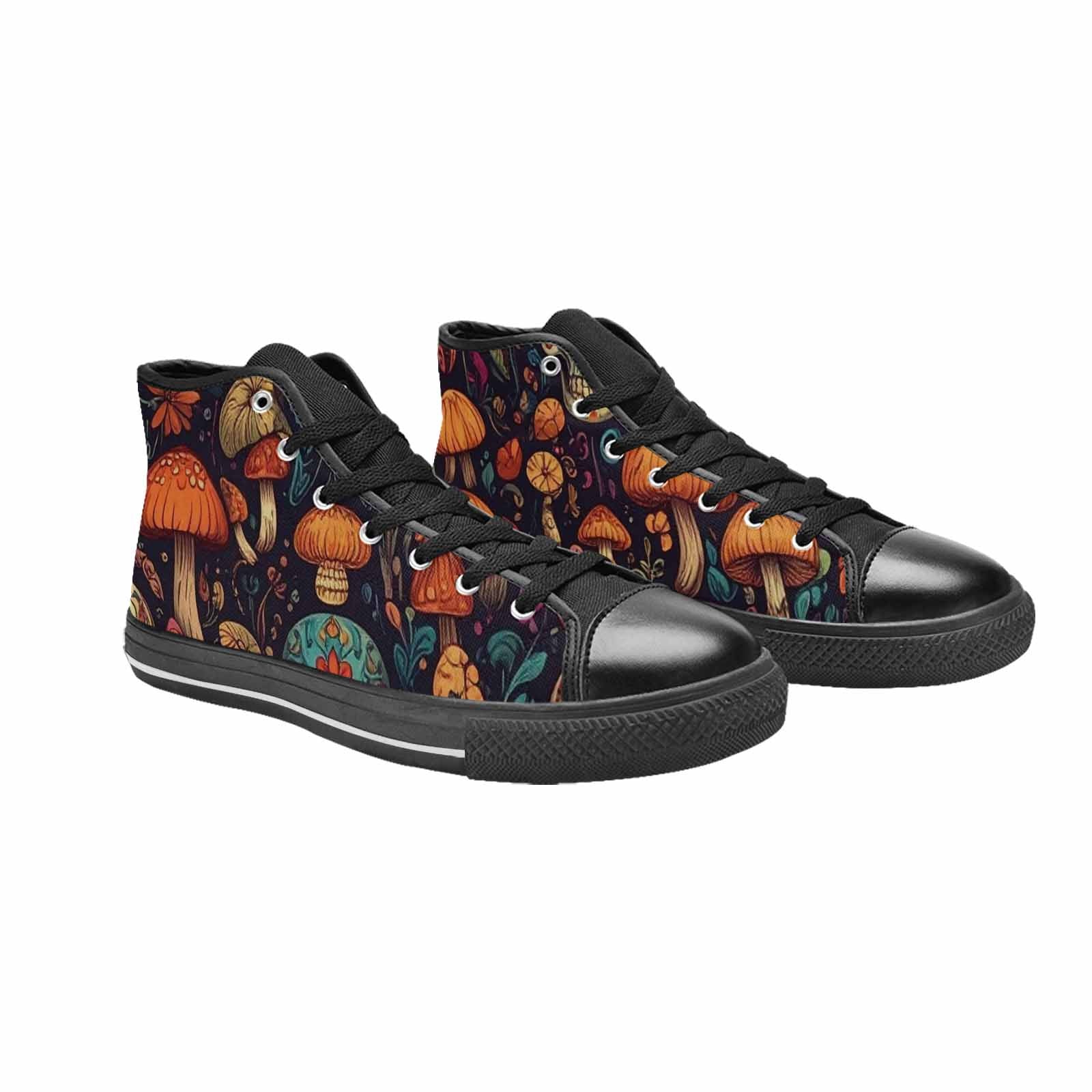 MEN'S Mushrooms And Skulls High Top Canvas Wallpaper Art Custom Shoes