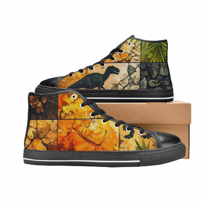 WOMEN'S Dinosaur Silhouette High Top Canvas Vivid Sneakers