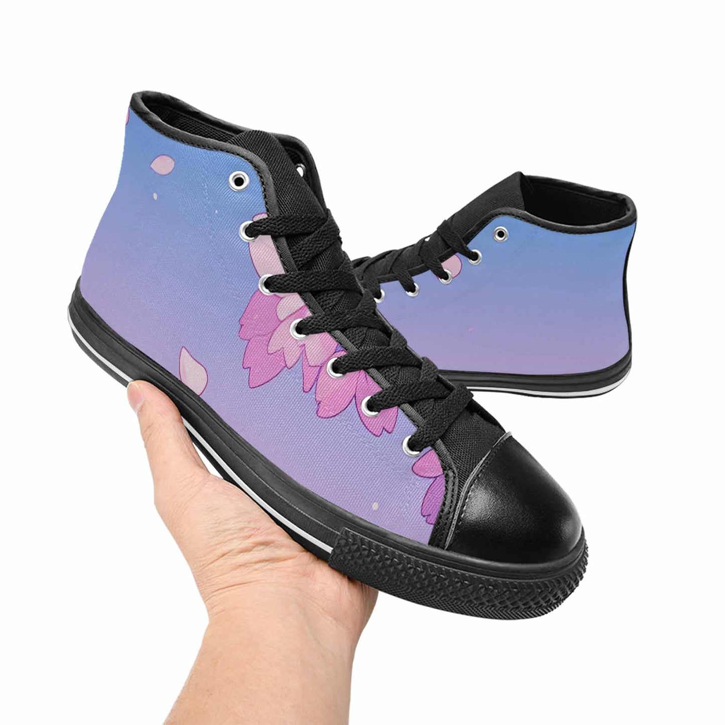 MEN'S Anime Cherry Blossom High Top Canvas Vibrant Chaos Custom Sneakers