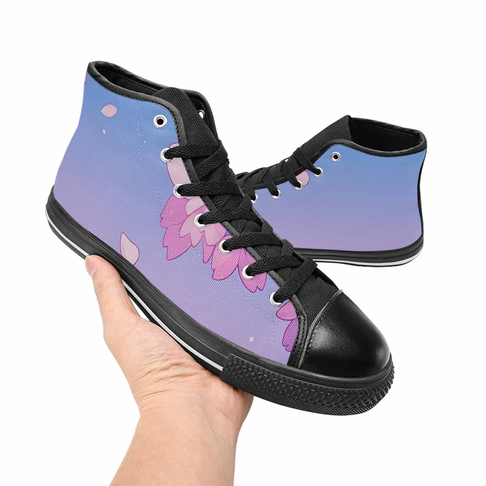 MEN'S Anime Cherry Blossom High Top Canvas Vibrant Chaos Custom Sneakers
