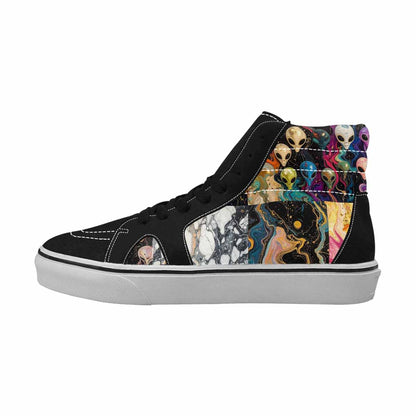 MEN'S Aliens  Marble Aliens High Top Canvas Dark Academia Custom Sneakers