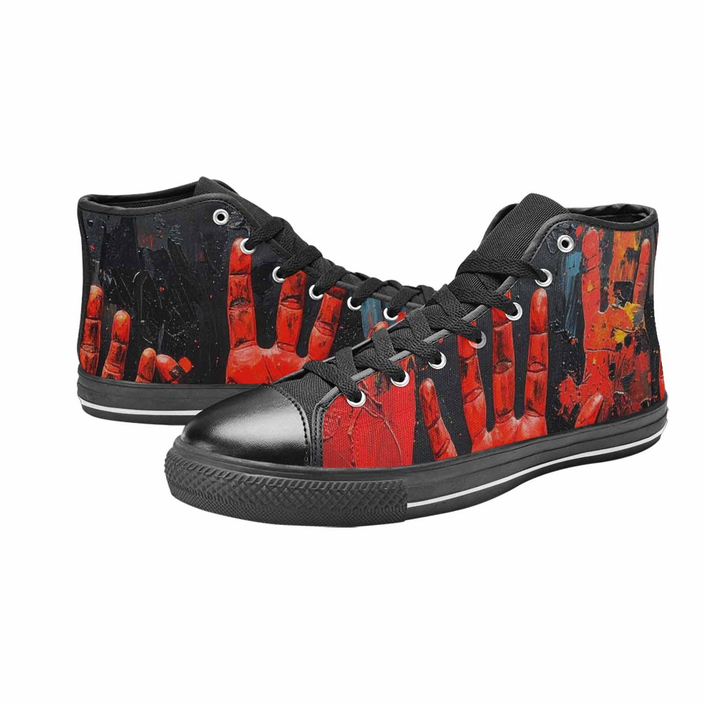 MEN'S Halloween Splatter Handprint High Top Canvas Aesthetic Custom Shoes
