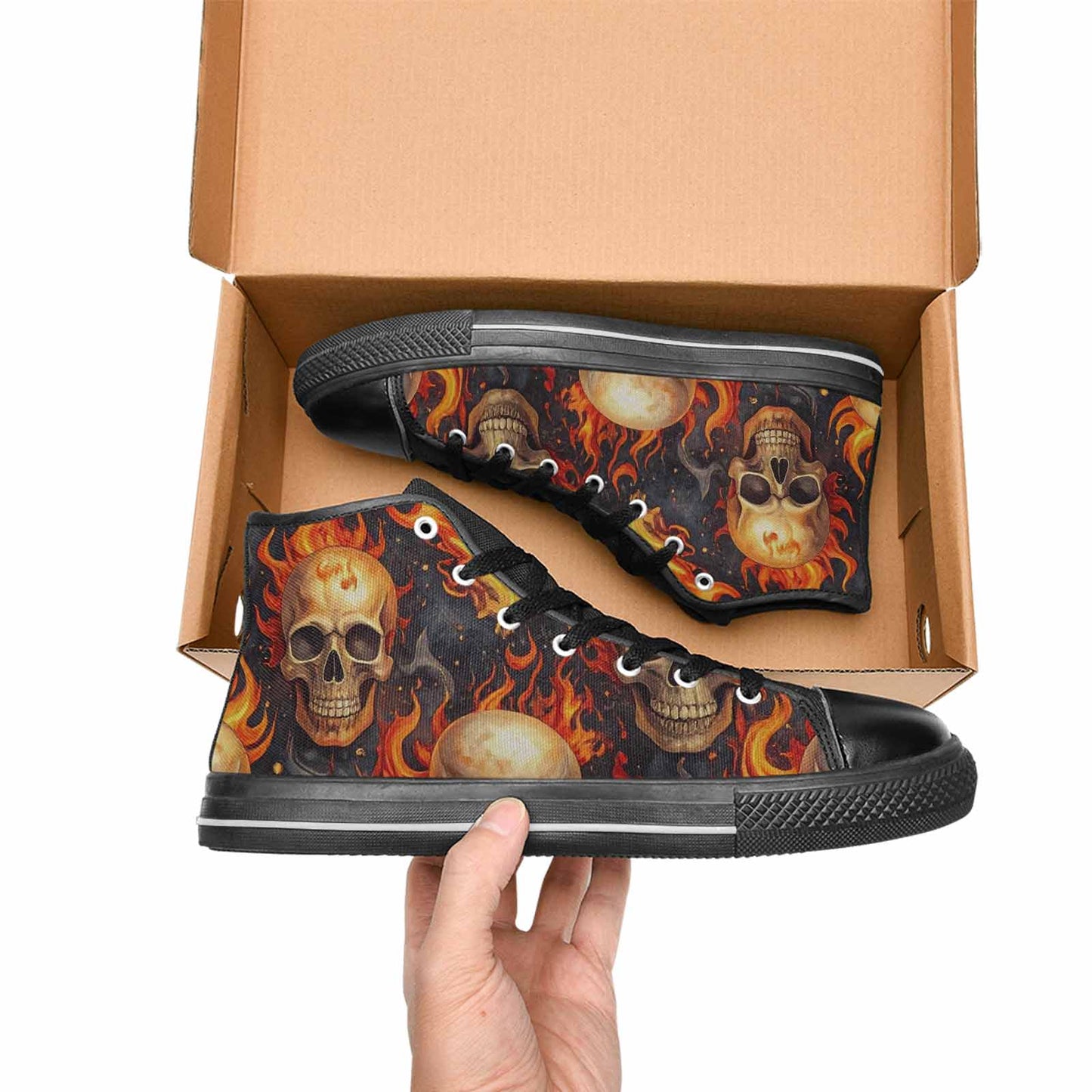 MEN'S Skulls - Flaming High Top Canvas Dreamcore Sneakers