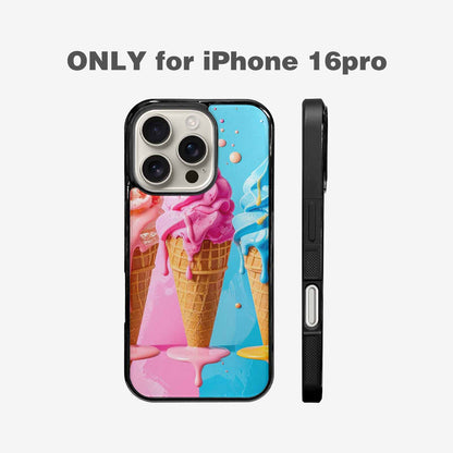 iPhone 16 Pro Case — Collage Of Overlapping Waffle Cones Icecream, Unique Phone Case Design