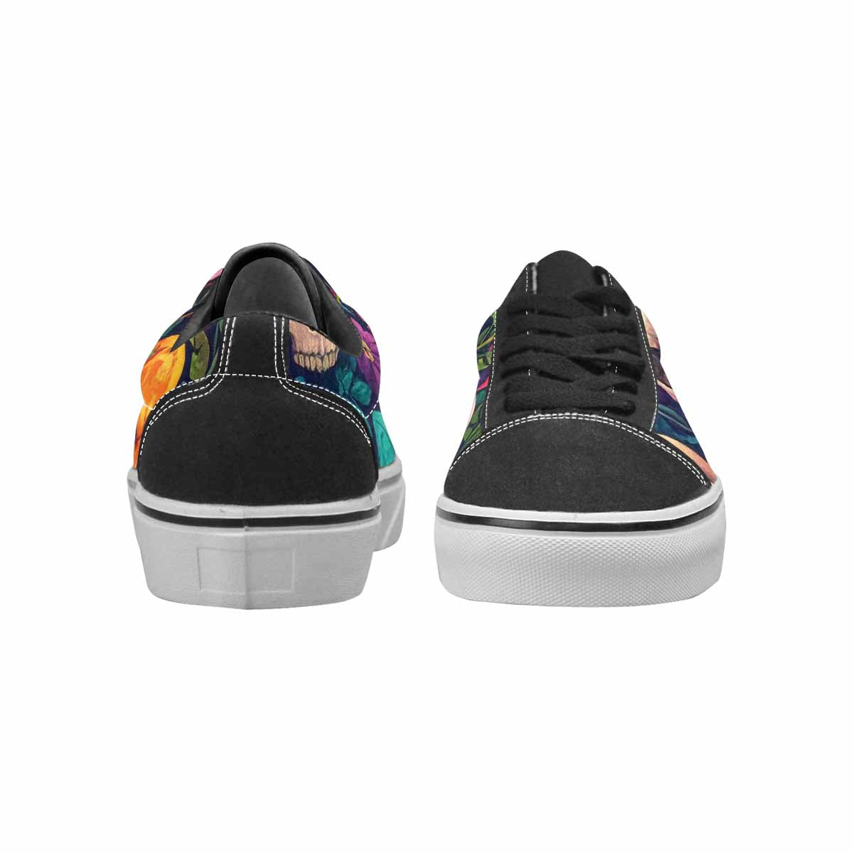 WOMEN'S Skulls  Botanical Skulls Lace-Up Canvas Wallpaper Art Sneakers