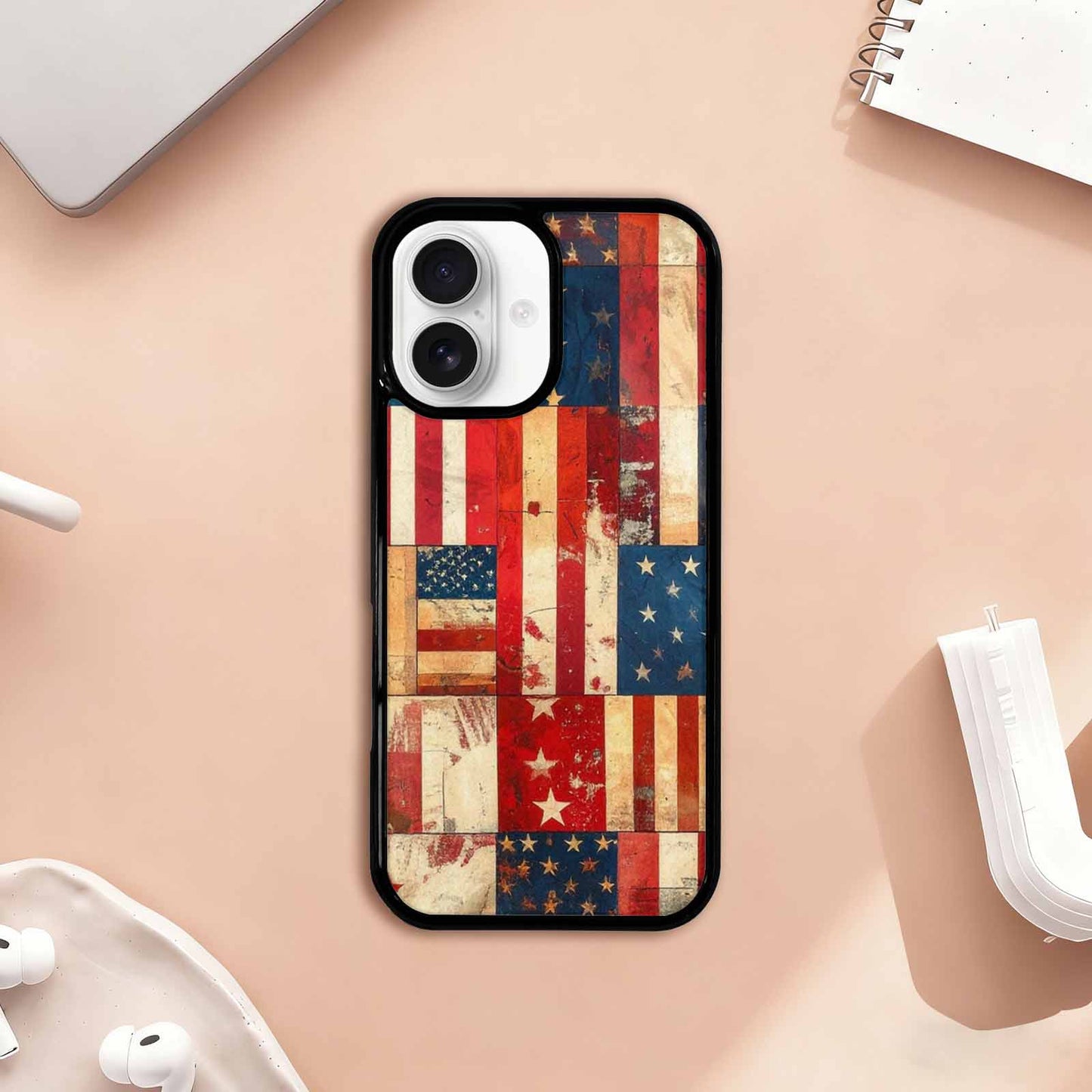 iPhone 17 Case — Small American Flag Stars Galaxy Space, Custom Designed Case Cover