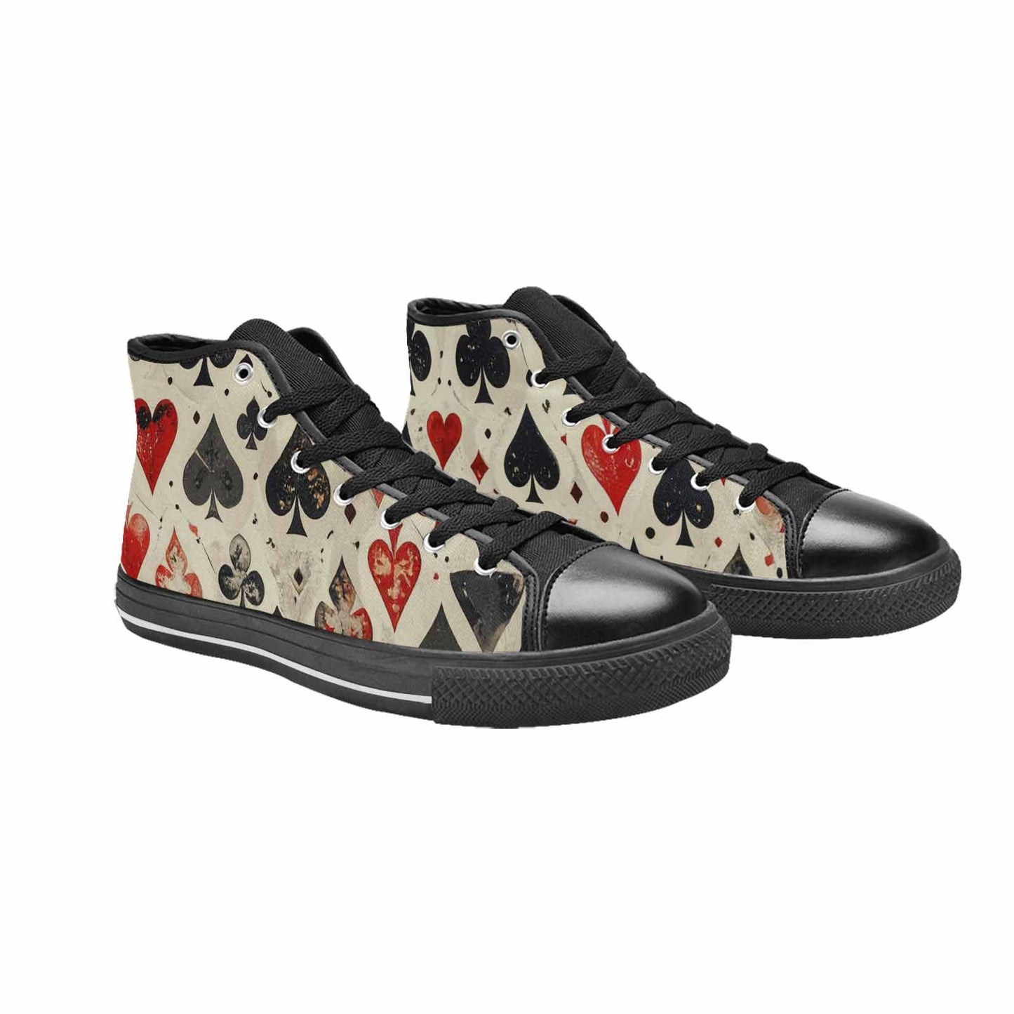 MEN'S Playing Card Suit High Top Canvas Wallpaper Art Shoes