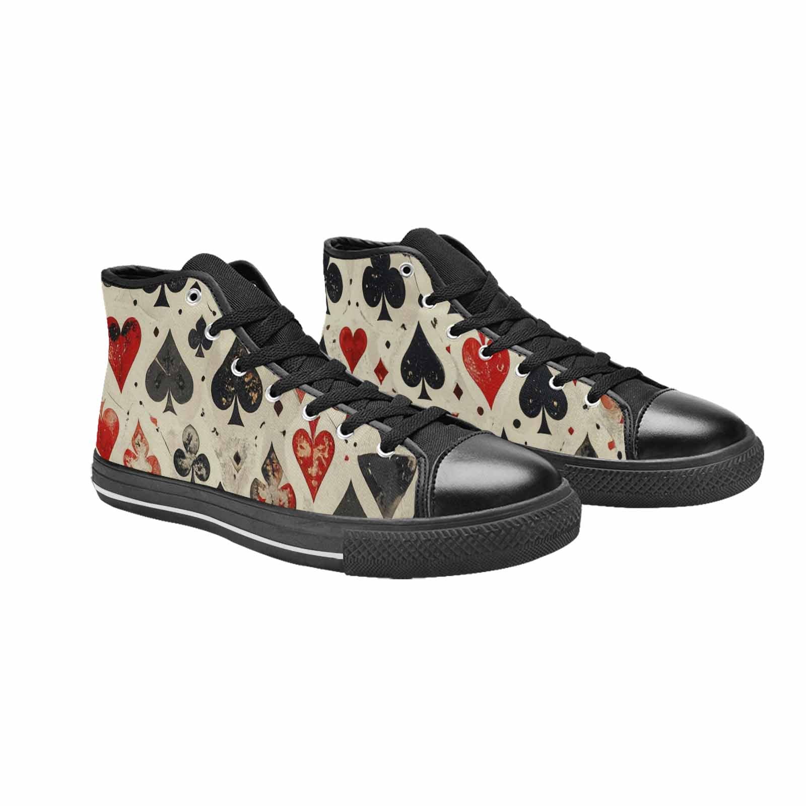 MEN'S Playing Card Suit High Top Canvas Wallpaper Art Shoes