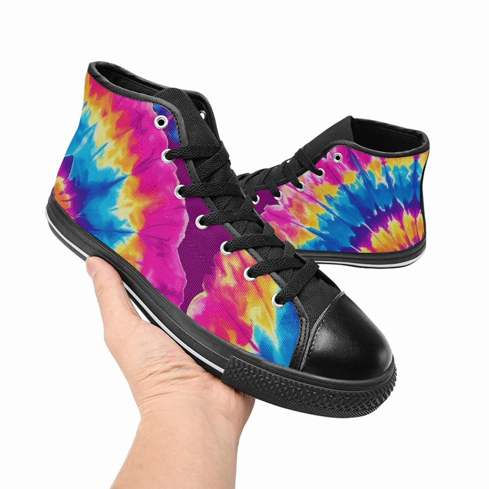 MEN'S Tie Dye Spiral High Top Canvas Wallpaper Art Custom Shoes