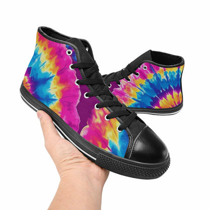 MEN'S Tie Dye Spiral High Top Canvas Wallpaper Art Custom Shoes