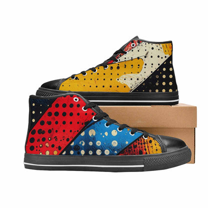 WOMEN'S Comic Book Halftone High Top Canvas Dark Academia Shoes