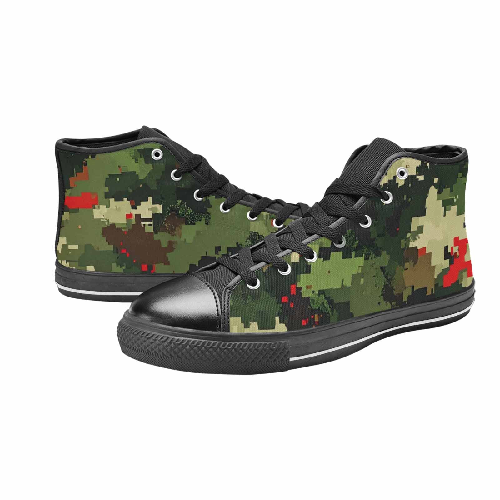 WOMEN'S Military Camouflage Blotch High Top Canvas Grunge Custom Shoes