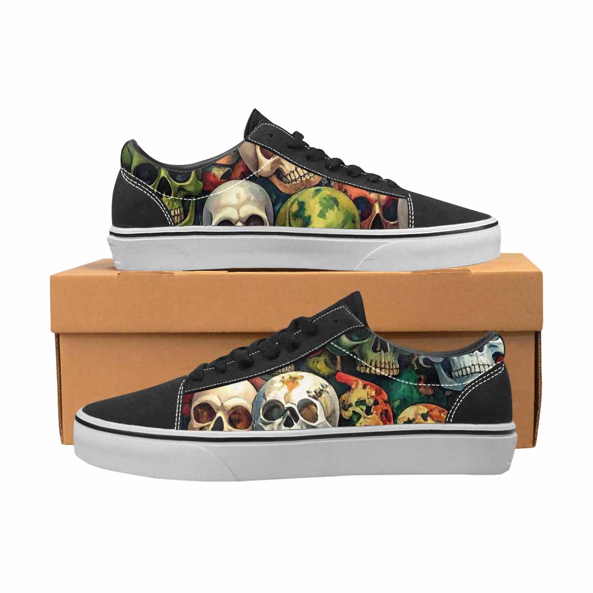 WOMEN'S Skulls Lace-Up Canvas Kaleidoscope Custom Sneakers