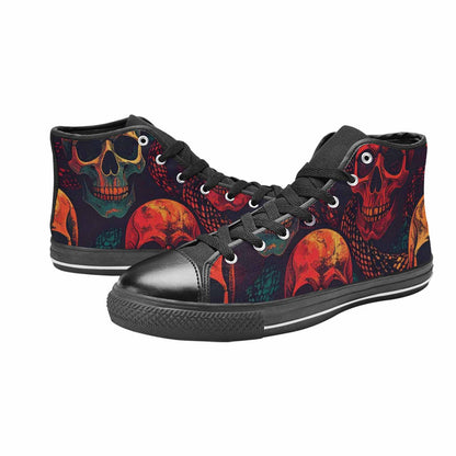 WOMEN'S Snake Skulls Print High Top Canvas Vibrant Chaos Shoes