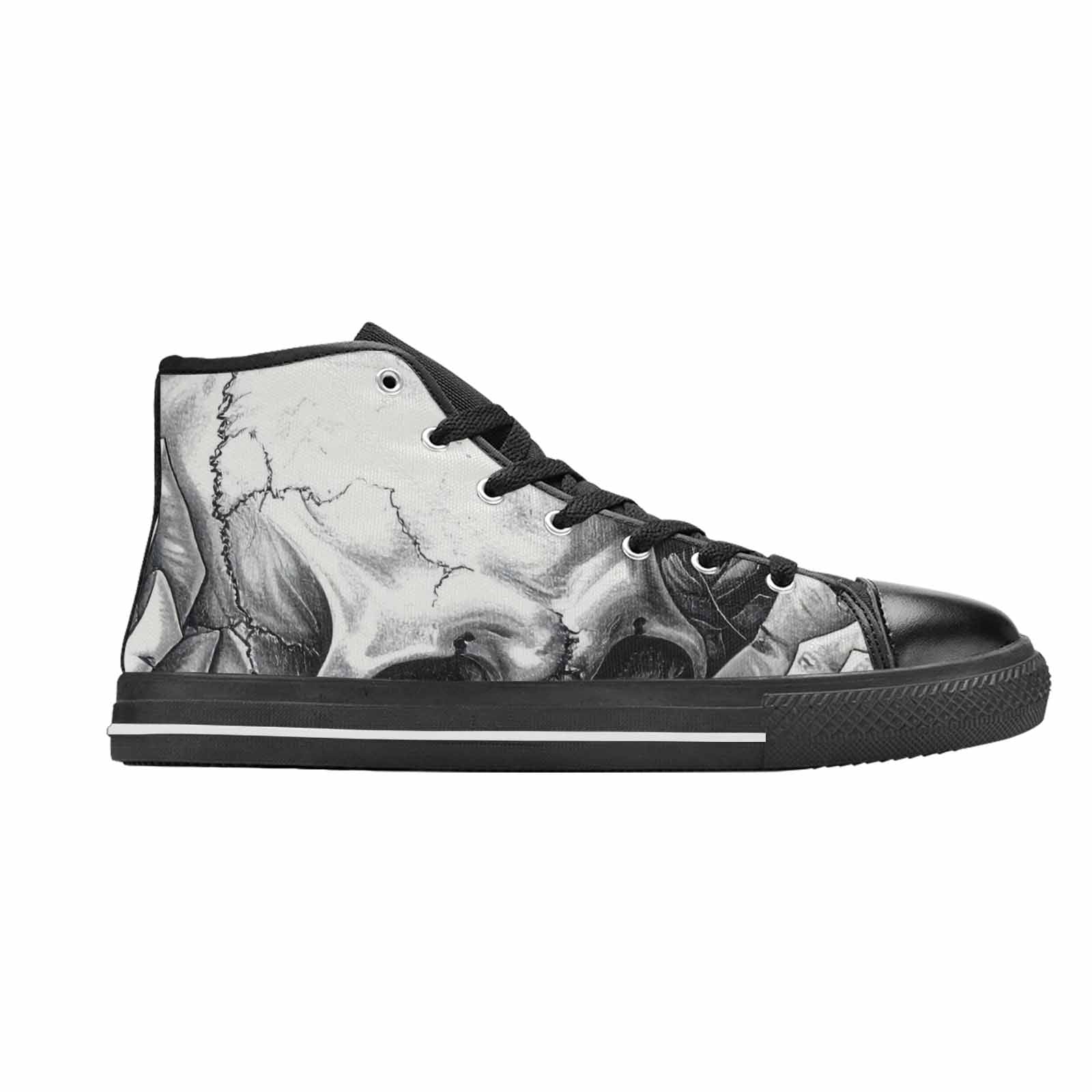 WOMEN'S Skulls Roses Pen Ink High Top Canvas Aesthetic Shoes