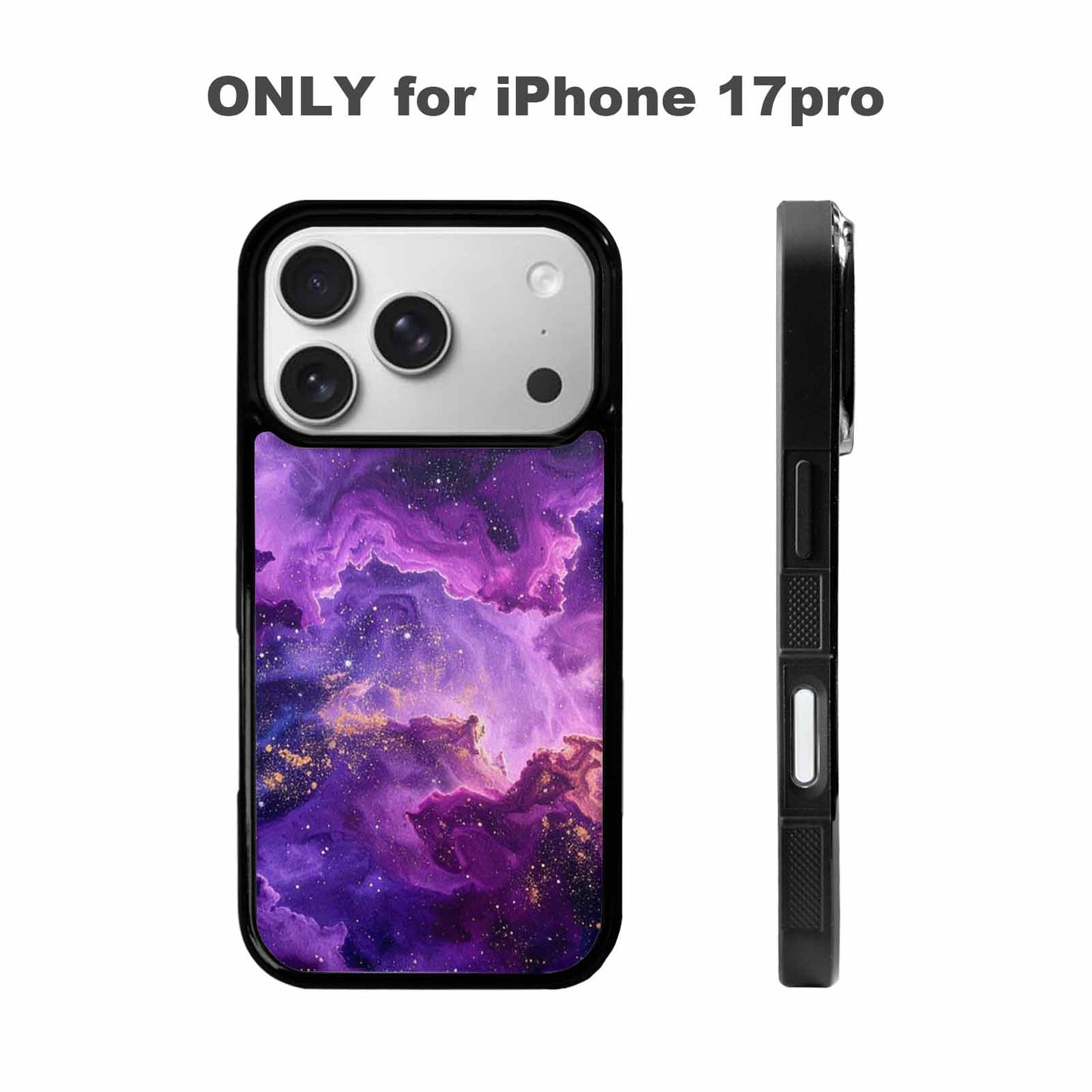 iPhone 17 Pro Case — Purple Color Tones Nebula Texture Galaxy, Custom Phone Case