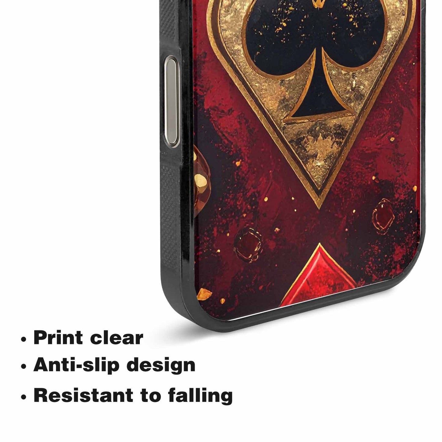 iPhone 15 Pro Max Case — Playing Card Suits Pattern Poker Chips, Unique Phone Case Design