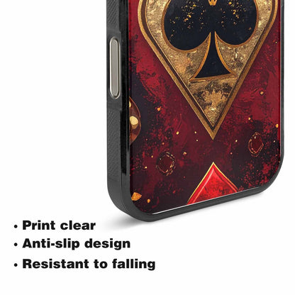 iPhone 15 Pro Max Case — Playing Card Suits Pattern Poker Chips, Unique Phone Case Design