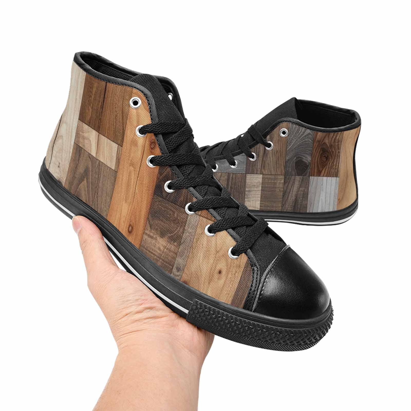 WOMEN'S Wood Grain Texture High Top Canvas Aesthetic Custom Sneakers