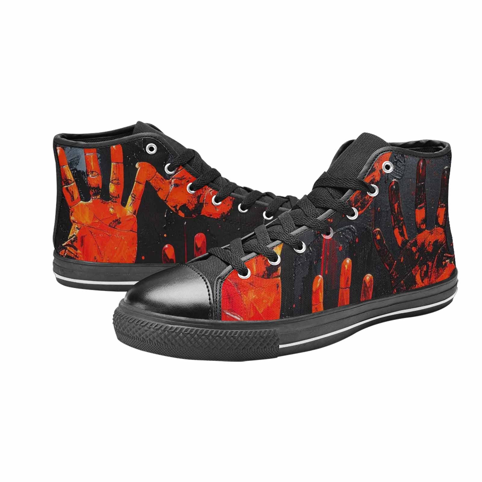 MEN'S Halloween Splatter Handprint High Top Canvas Aesthetic Custom Sneakers