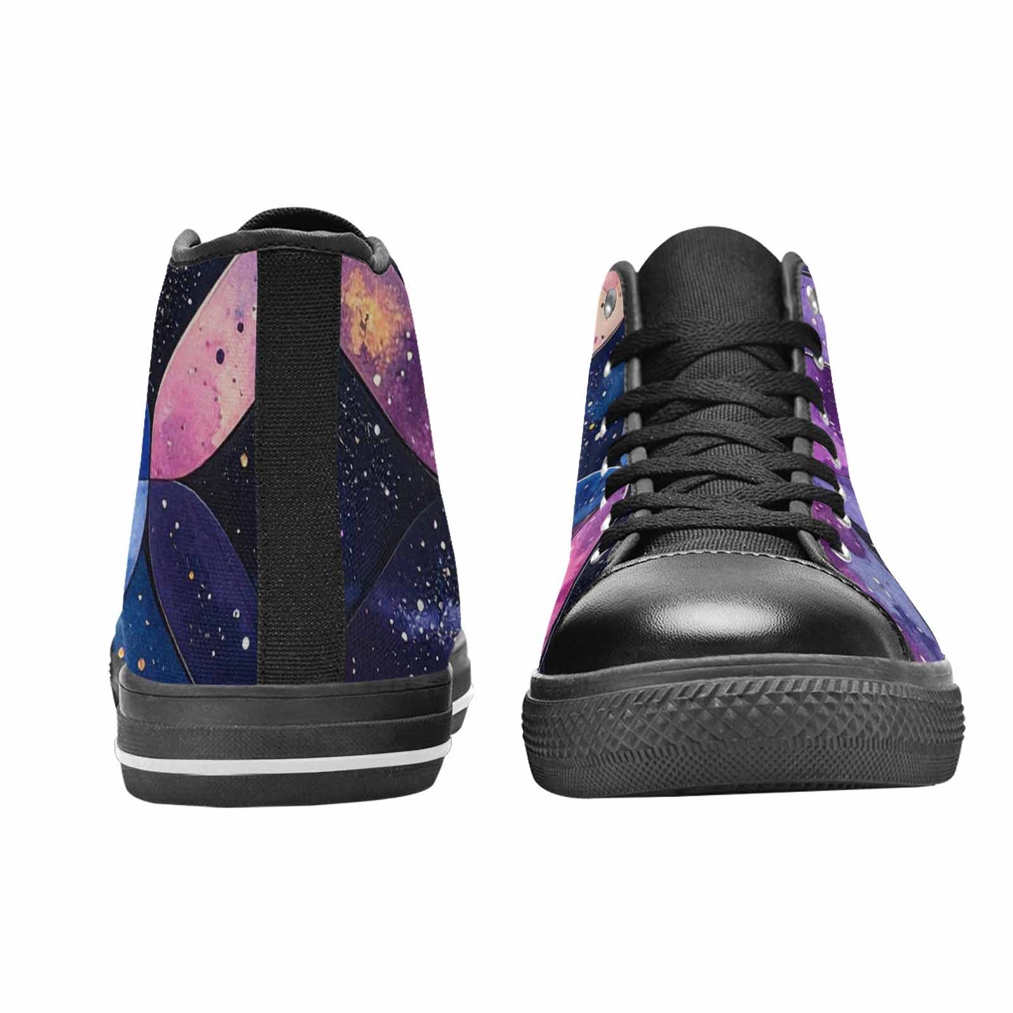 WOMEN'S Galaxy Stars Nebula High Top Canvas Vibrant Chaos Custom Shoes