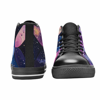 WOMEN'S Galaxy Stars Nebula High Top Canvas Vibrant Chaos Custom Shoes