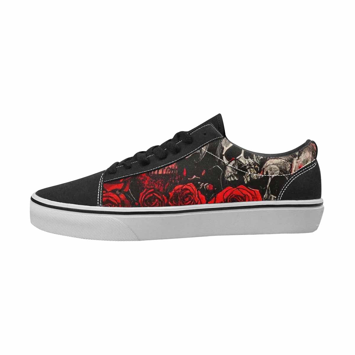 MEN'S Skulls Black & Red Ink Canvas Statement Dreamcore Customized Sneakers