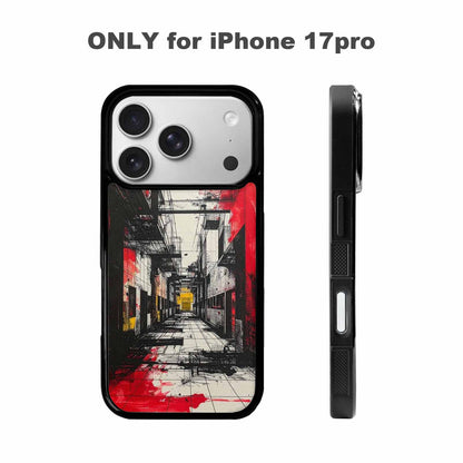 iPhone 17 Pro Case — Black Red Ink Liminal Space Galaxy, Original Design Phone Case